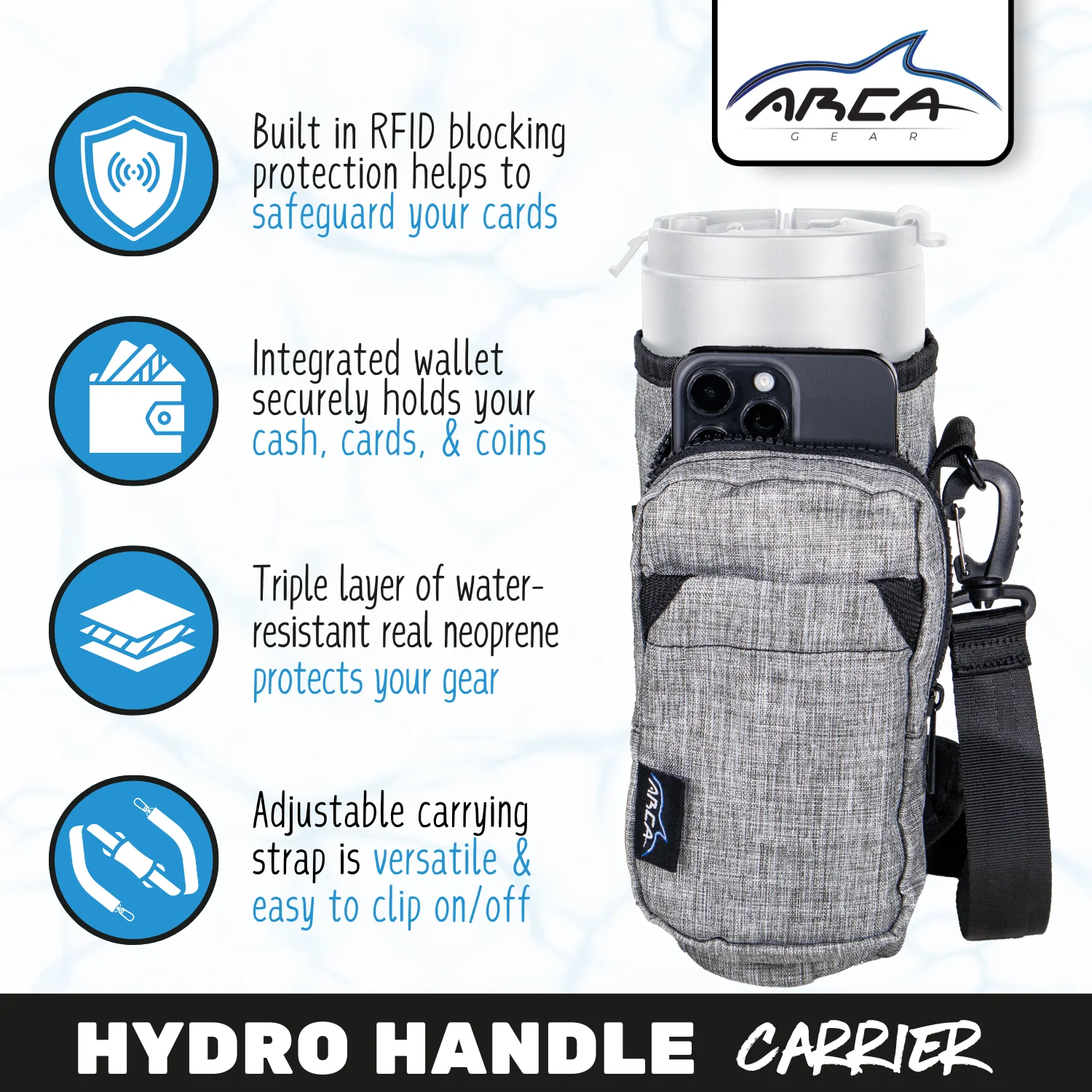 Arca Gear Hydro Carrier + RFID Protection - Fits Regular Bottles - Image 15