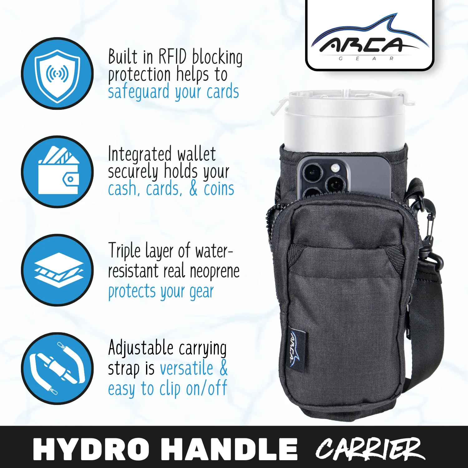 Arca Gear Hydro Carrier + RFID Protection - Fits Regular Bottles - Image 18